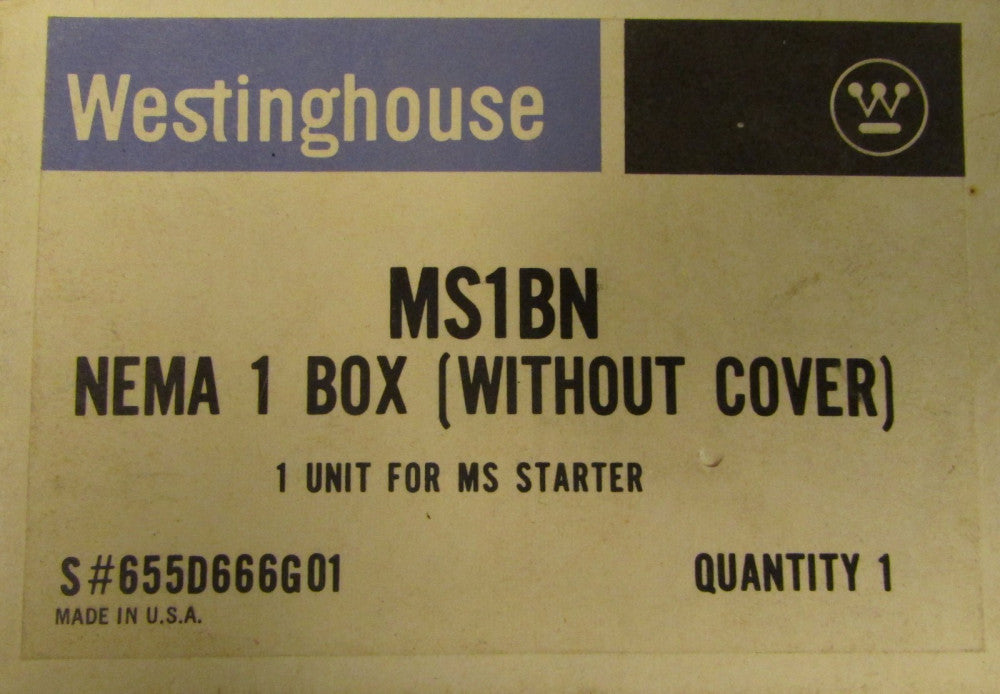 WESTINGHOUSE MS1BN MS Manual Starter Nema 1 Box Enclosure