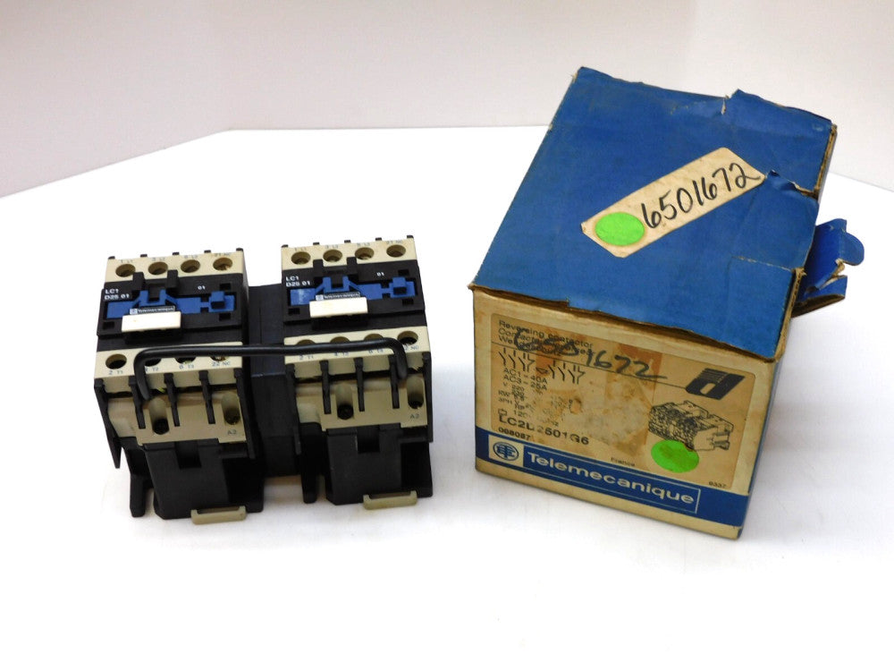 TELEMECANIQUE LC2D2501G6 REVERSING CONTACTOR 40A 600VAC 120V COIL