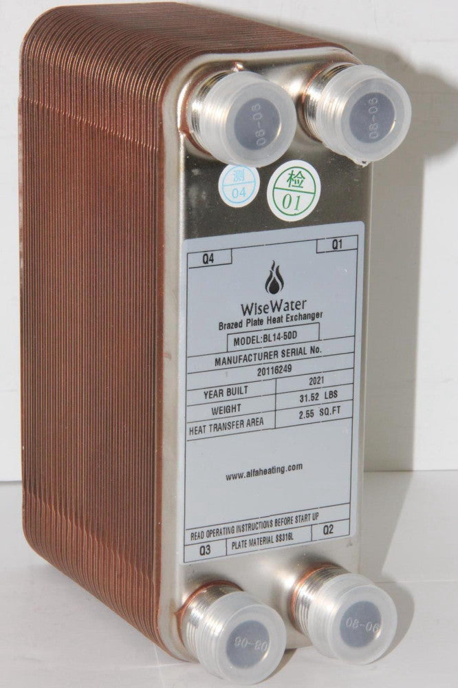 WISEWATER BL14-50D 3"X8" Stainless Steel Brazed Plate Heat Exchanger