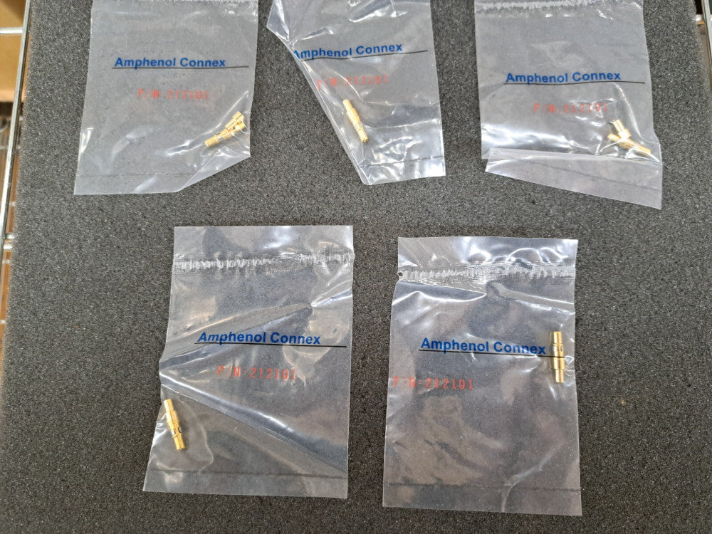 New, Amphenol, 212101, Straight, Crimp, Plug, 50 Ohm, Sold as lot of 5pcs