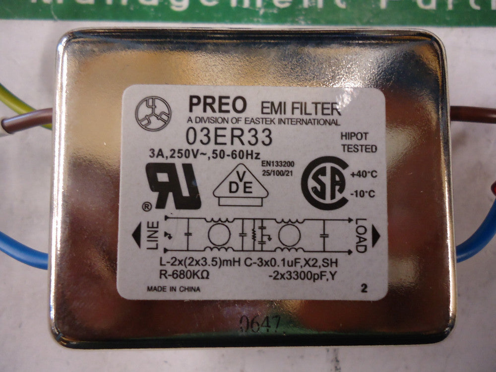 03ER33, PREO, Power Line Filter, BRAND NEW!