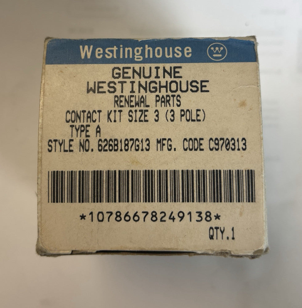EATON CUTLER HAMMER WESTINGHOUSE 626B187G13 Size 3 A200 Contact Kit 3 Pole