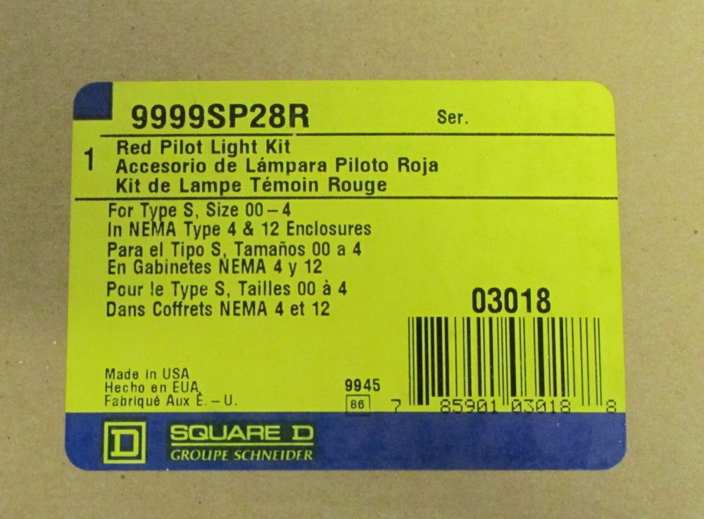 SQUARE D 9999 SP28R 120 V Size 00-4 Red Pilot LIght 9999SP28R