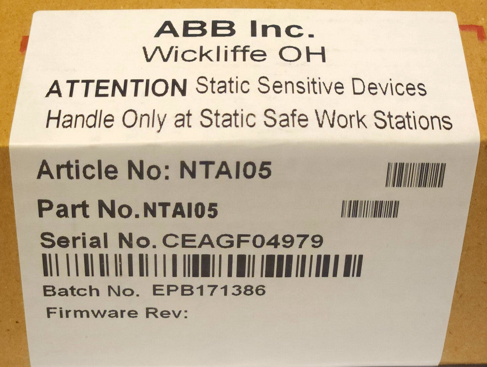 SEALED ABB NTAI05 Network 90 InFi Analog Input Termination Module