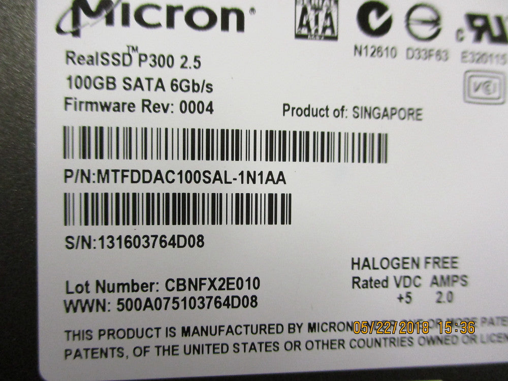 MTFDDAK100MAN-1S1AA Micron Tech RealSSD P400M 100Gb SATA-6.0Gbps REFURBISHED!
