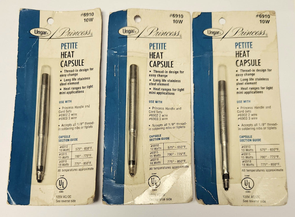 LOT OF 3 UNGAR #6910 PRINCESS 10W 6910 Heat CAPSULE 575°-650° F