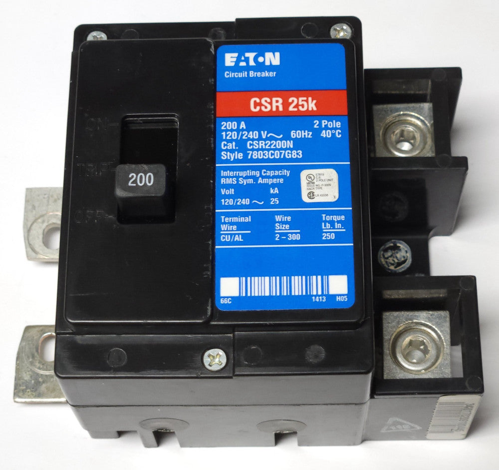 EATON CUTLER HAMMER CSR2200N 2 Pole 200 AMP Type CSR 25K Circuit Breaker