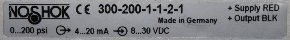 NOSHOK 300 200 1 1 2 1 0-200 PSI 4-20 MA 8-30 VDC Pressure Transmitter