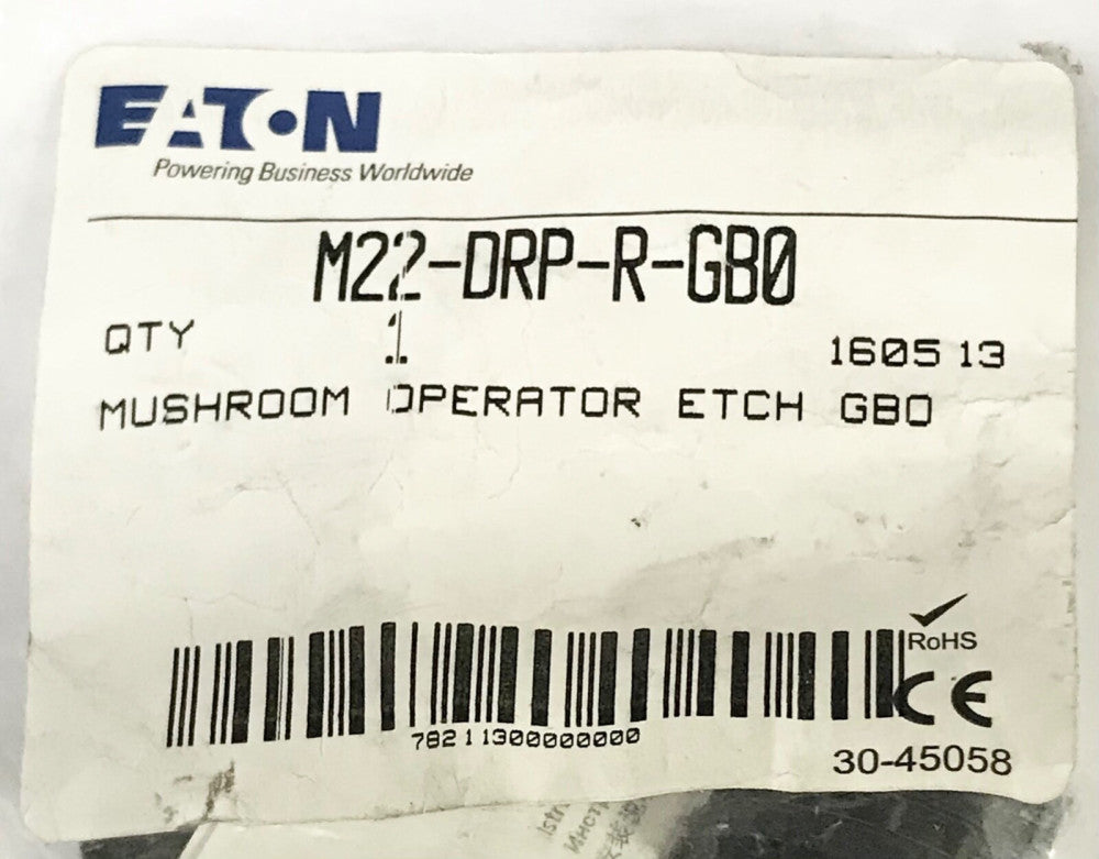 EATON M22 DRP R GB0 Red Mushroom Head STOP Pushbutton Push Stop Push Release