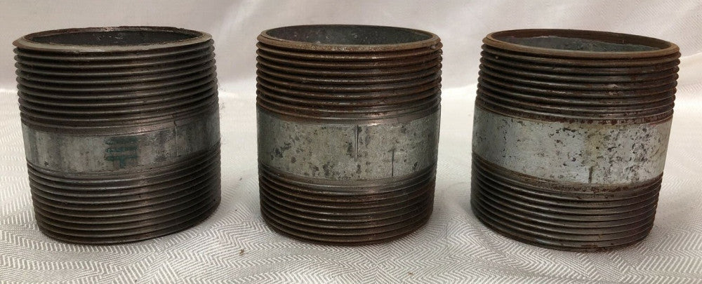 NEW OPEN BOX Set of 3 Galvanized Pipe Nipples 3.5 x 3.5 in