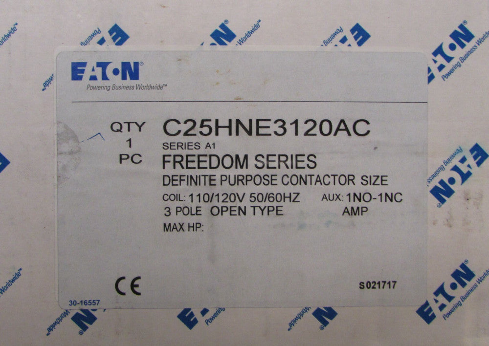 EATON CUTLER HAMMER C25HNE3120AC 110/120V 3 Pole Definite Purpose Contactor