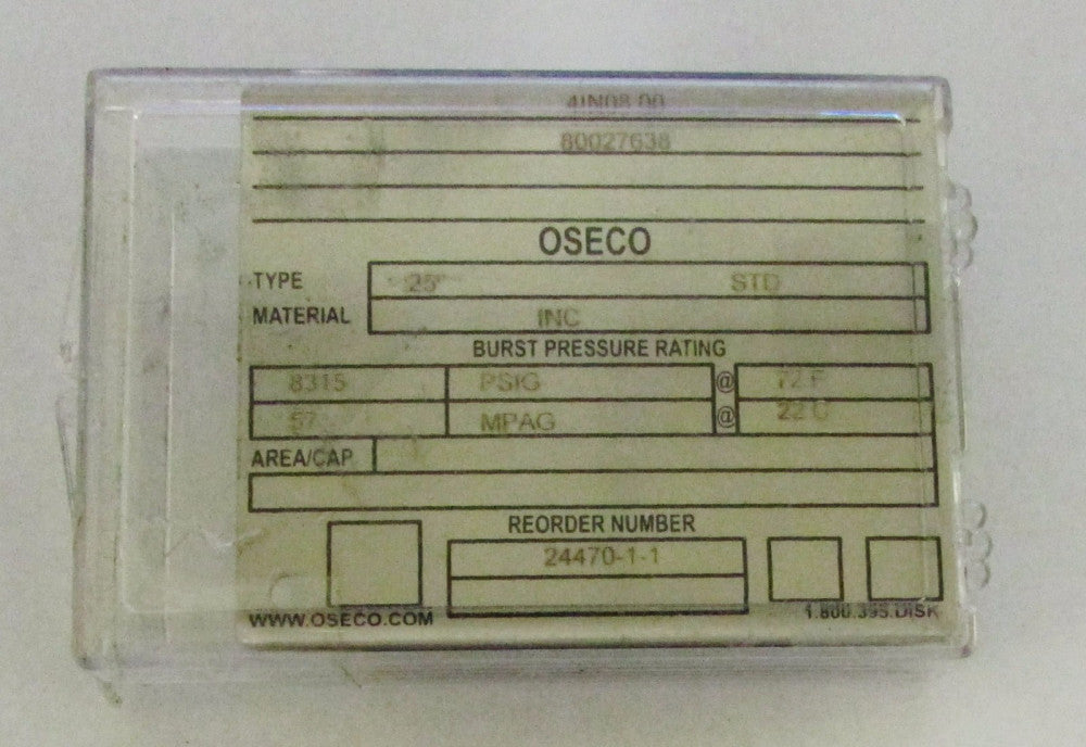 OSECO 4IN08.00 80027638 24470-1-1 Rupture Disc 8315 PSIG
