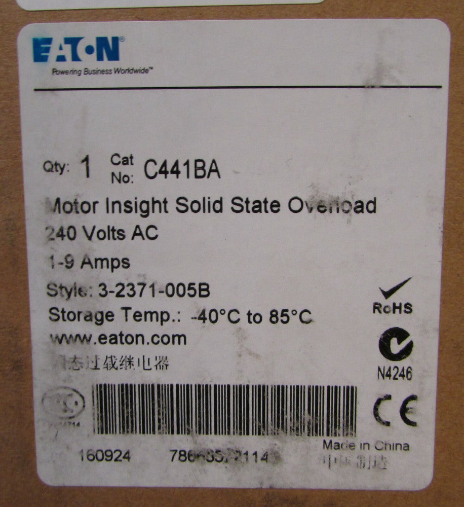 EATON CUTLER HAMMER C441BA 240VAC Motor Insight Solid State Overload Relay