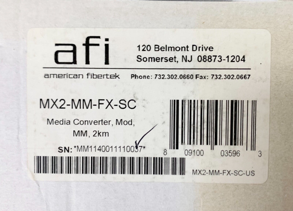 AFI AMERICAN FIBERTEK MX2 MM FX SC Media Convertor Module MM 2KM