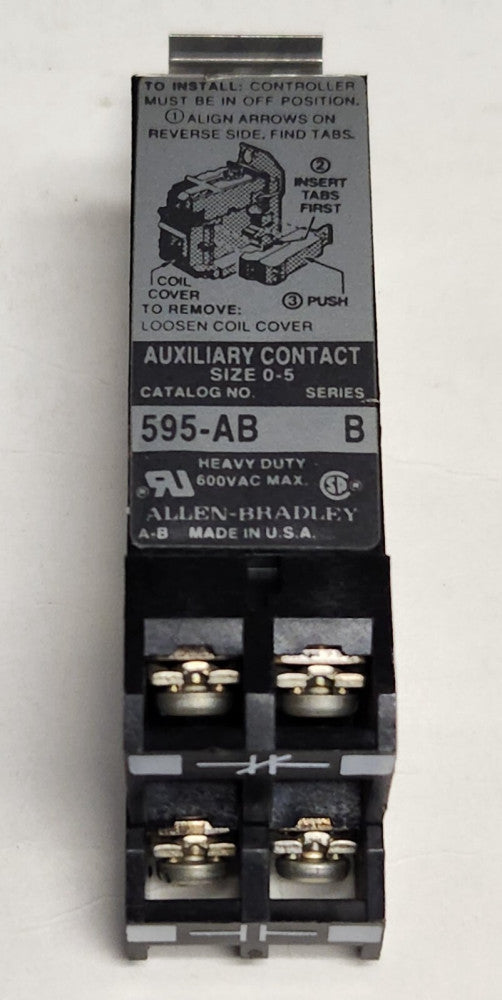 ALLEN BRADLEY 595 AB Size 0-Size 5 Auxiliary Contact 1 NO 1 NC