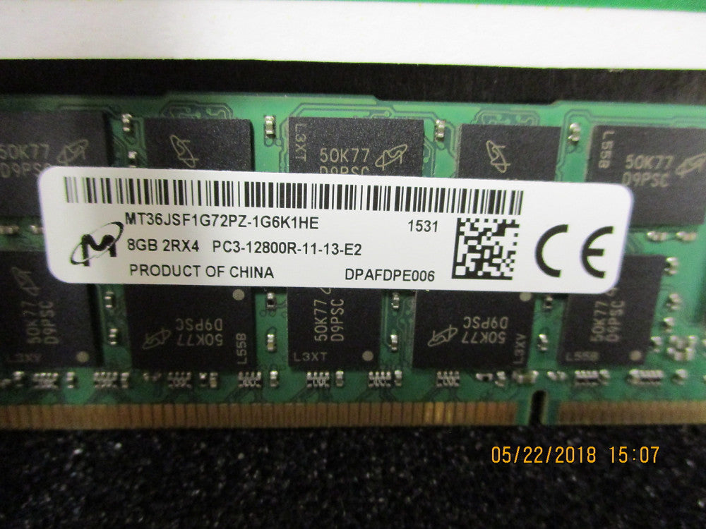 MT36JSF1G72PZ-1G6K1HE Micron Tech 8GB 240p PC3-12800 CL11 36c 512x4 Clean Pull!