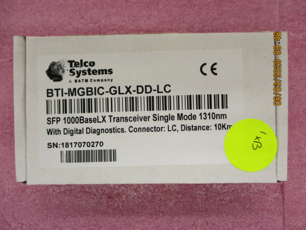 New - Telco Systems - BTI-MGBIC-GLX-DD-LC - 5 Opt. plug, SFP 1000BLX Transceiver