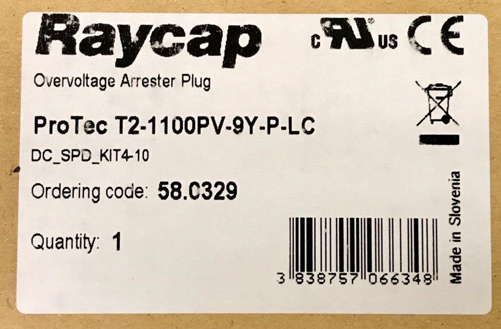 RAYCAP BOX OF 9 Protec T2 1100PV 9Y P LC DC SPD KIT4110 58.0329 PTOTEC T2 550PV