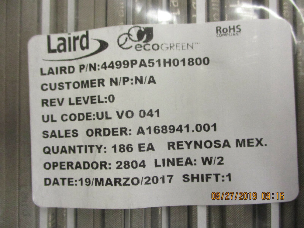 LAIRD TECHNOLOGIES - 4499PA51H01800 - GASKET FABRIC/FOAM 5X457.2MM RECT
