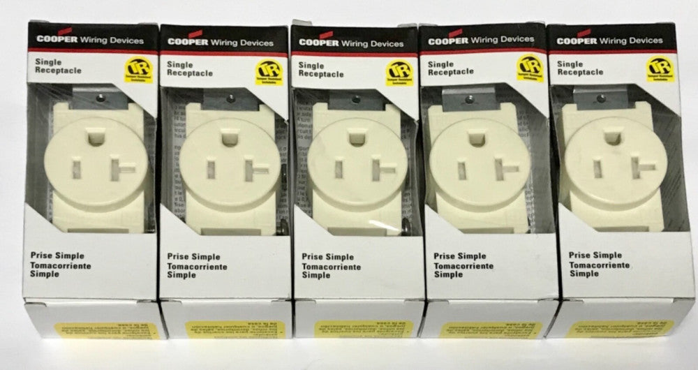 LOT OF 5 COOPER TR1877A BXSP Single TR Receptacle 2F-TR1877A Tamper Resistant