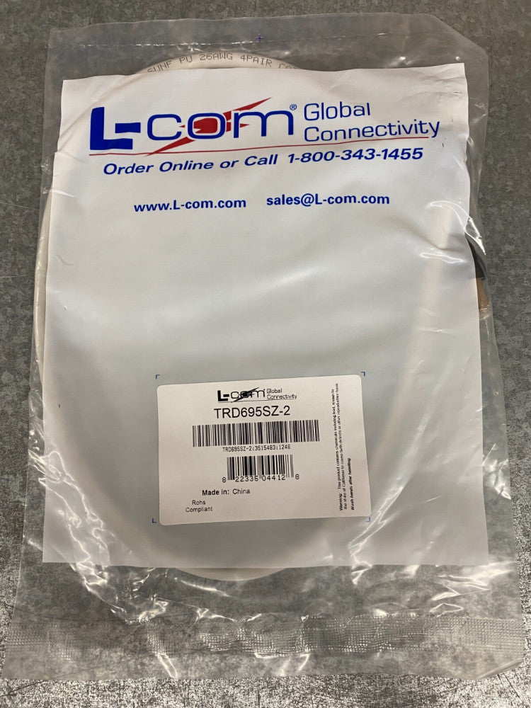 NEW, L-Com, TRD695SZ-2, Shielded Cat 6 Cable, RJ45 / RJ45 LSZH Jacket, 2.0 ft