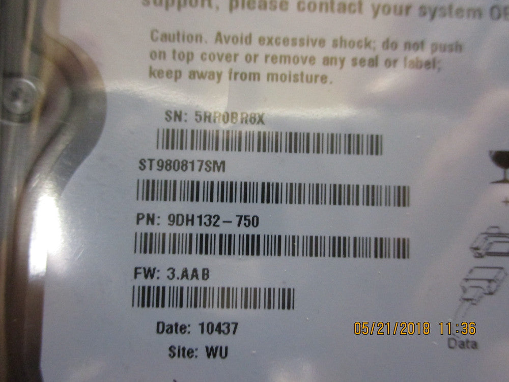 ST980817SM Seagate EE25.2 9DH132-750 FW:3.AAB WU 80gb 2.5" Sata Hdriv Brand New!