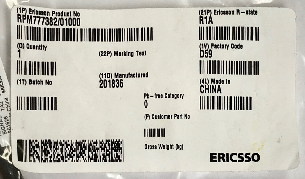 ERICSSON RPM777382 01000 R-State R1A Fiber Optic Signal Cable RPM 777 382
