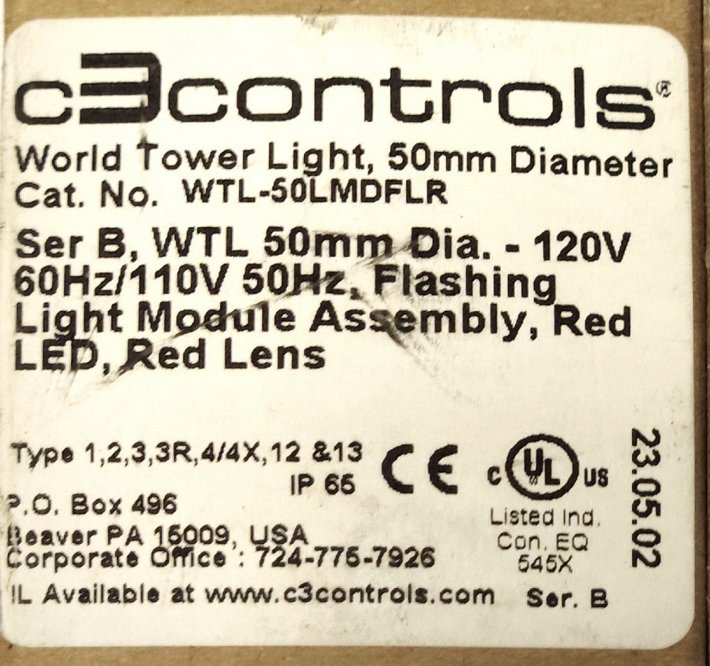 C3 CONTROLS WTL 50LMDFLR 50mm RED LED WORLD TOWER Light Module