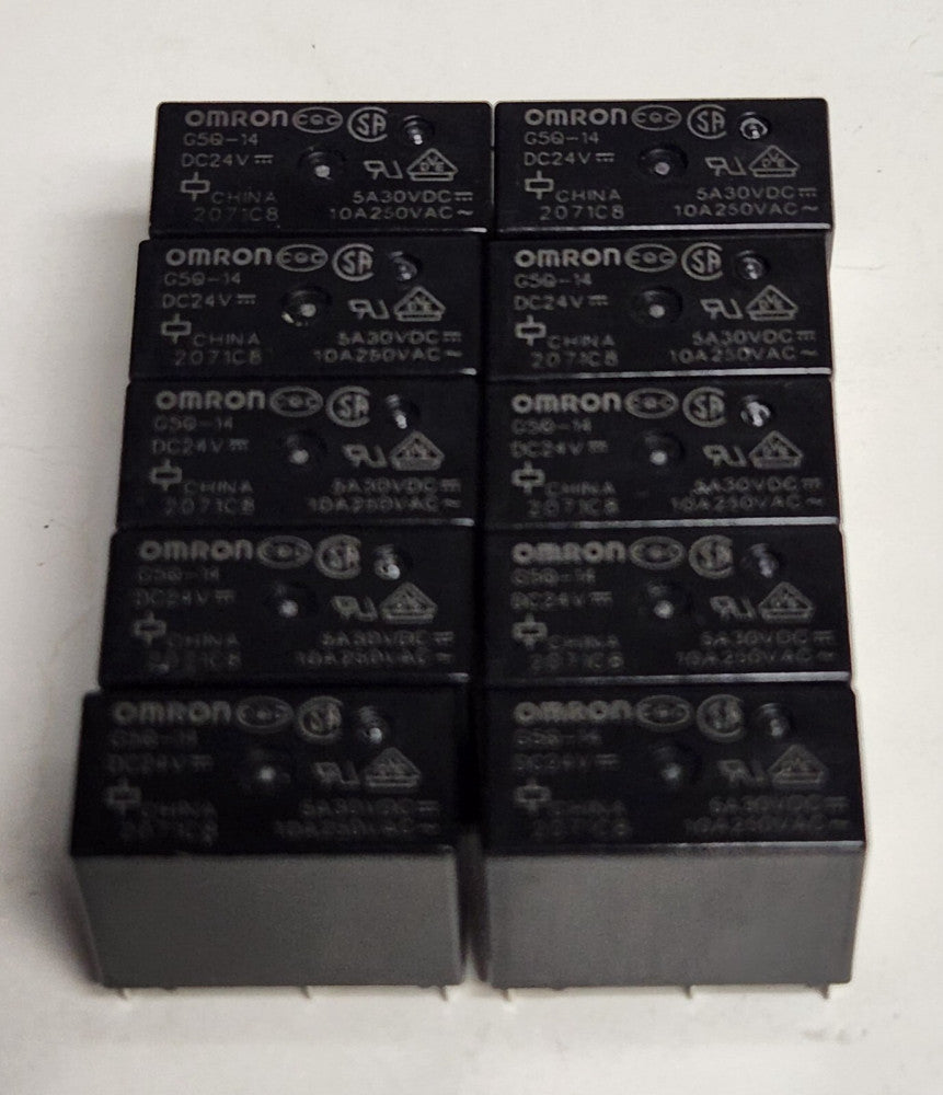 LOT OF 10 OMRON G5Q 14 DC24V 5 AMP 30 VDC 24 VDC 10 AMP 250 VAC 10 Relay 2071C8