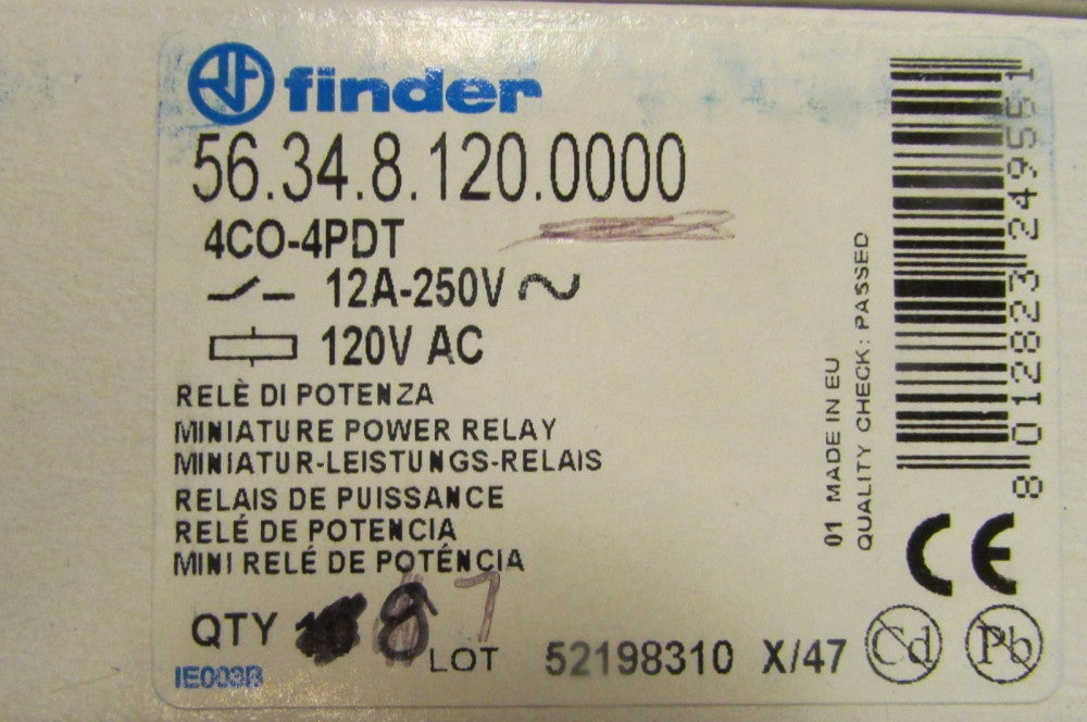 FINDER 56.34.8.120.0000 4CO 4 PDT 12 Amp 120 VAC Relay *PRICE PER EACH*