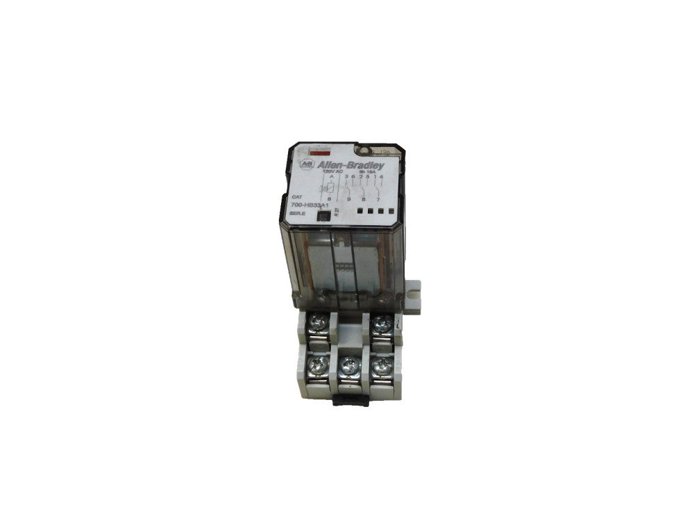 Allen Bradley 700-HB33A1 Ser E Relay W/ Base 700-HN154 Ser A