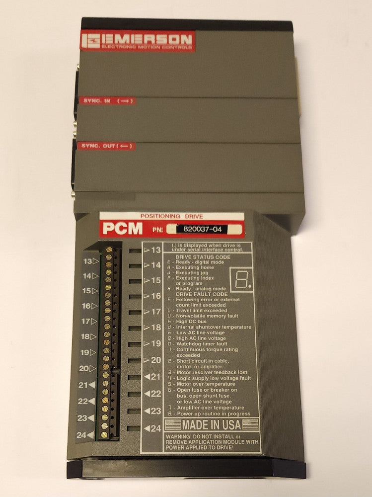 EMERSON PCM 820037 04 Servo Motor Positioning Drive Control Module