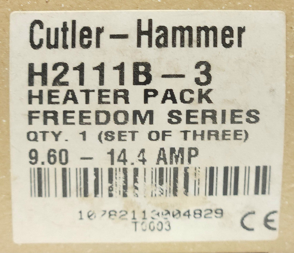 EATON CUTLER HAMMER H2111B 3 Thermal Overload Relay Heater Pack H2111B-3
