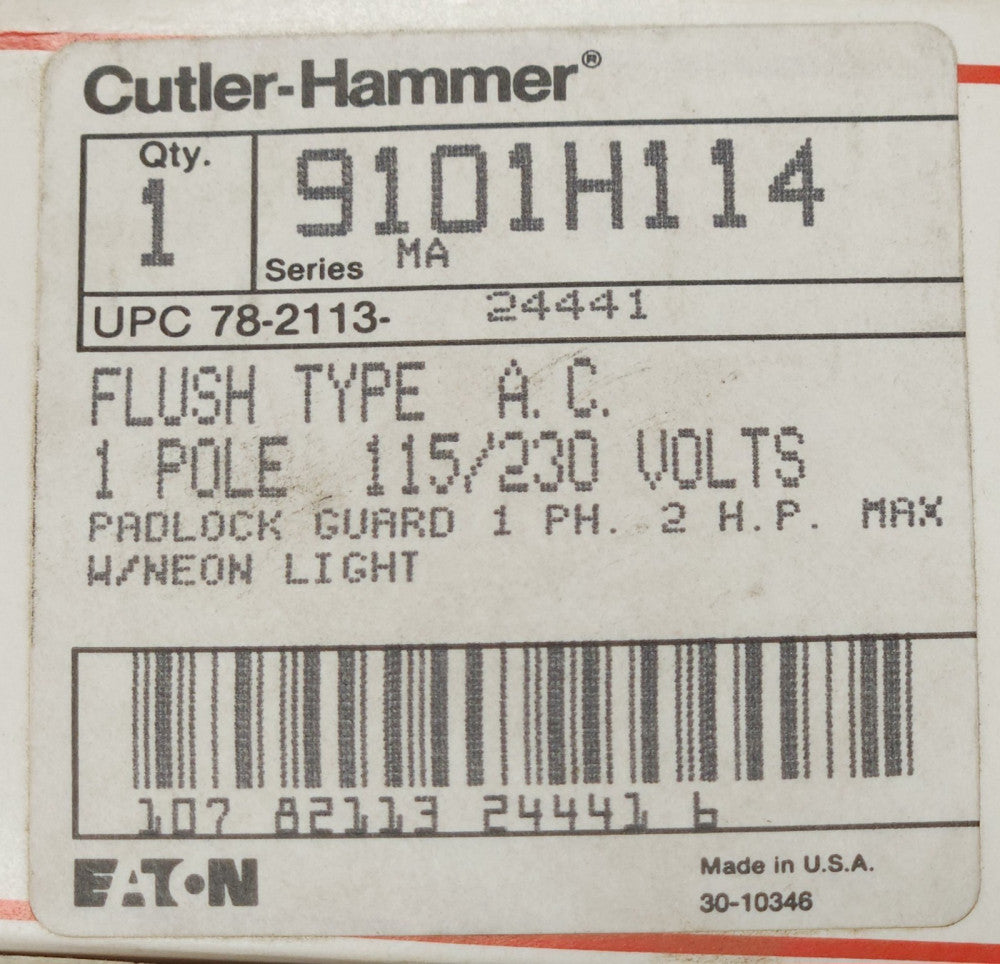 EATON CUTLER HAMMER 9101H114 Series 9101 Manual Meter Starter Single Phase 1 HP