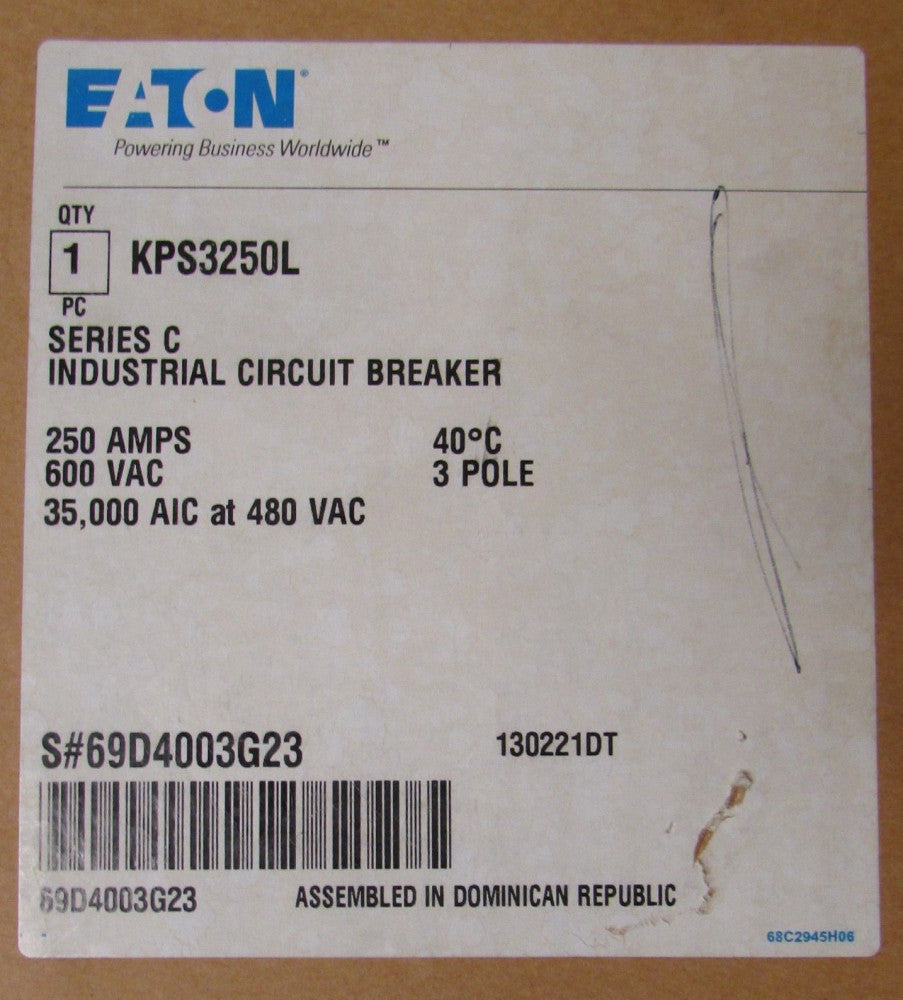 EATON CUTLER HAMMER KPS3250L Type KPS Circuit Breaker 3 Pole 250 Amp KPS3250