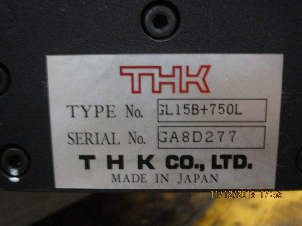 GL15B+750L, THK, THK Linear Slide Actuator Timing Belt Drive, USED!