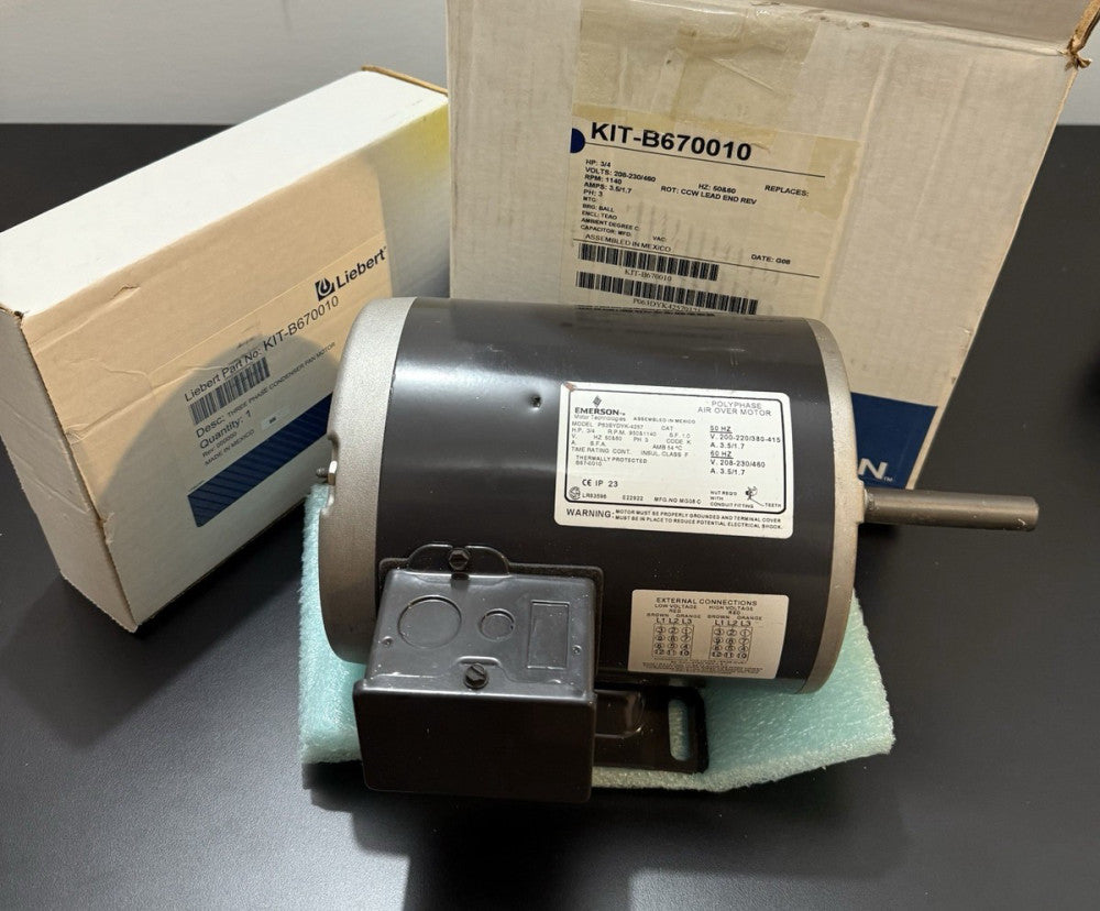 Emerson Liebert KIT-B670010 Polyphase Motor - 3/4HP, 208-230/460V, 3PH - Unused