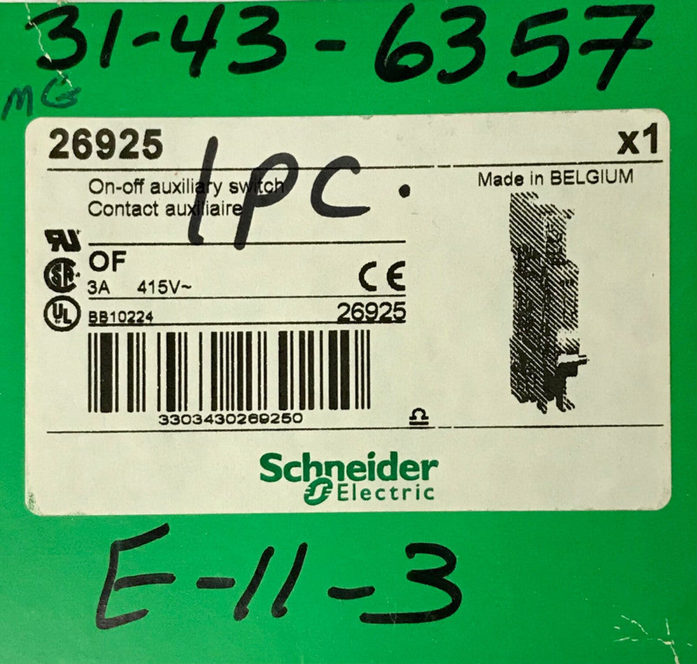 SCHNEIDER ELECTRIC BB10224 3AMP 415VAC 26925 C60 ON-OFF Auxiliary Contact Switch