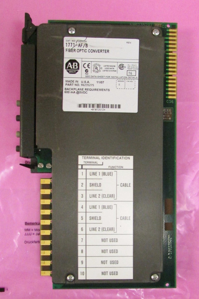 ALLEN BRADLEY 1771-AF Series B Fiber Optic Converter 1771 AF 1771 AF/B