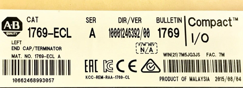  ALLEN BRADLEY 1769 ECL Compact I/O Left End Cap Terminator