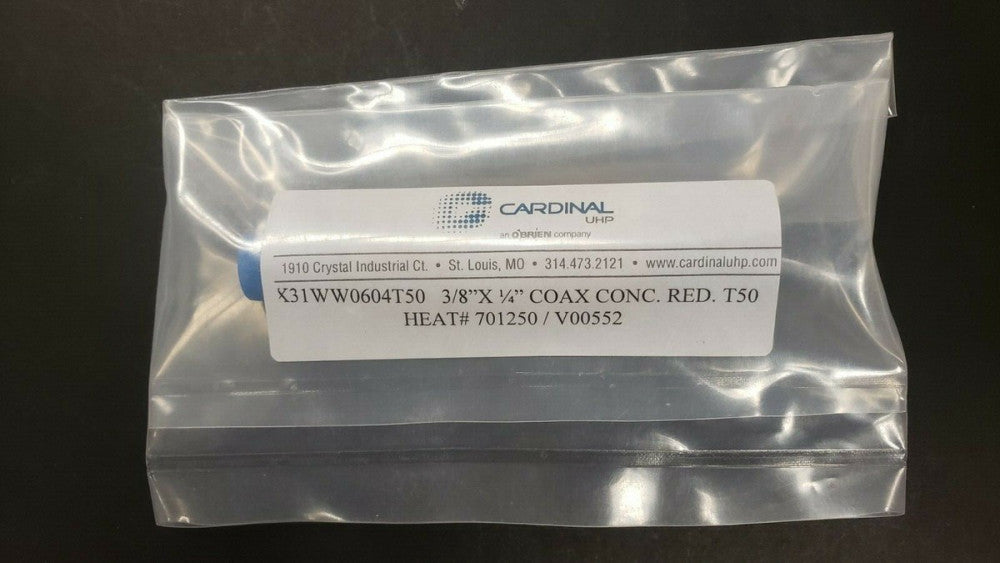 New, Cardinal, X31WW-06-04-T50, Tubular Fitting, Conc. Reducer, Coaxial, 90, .37