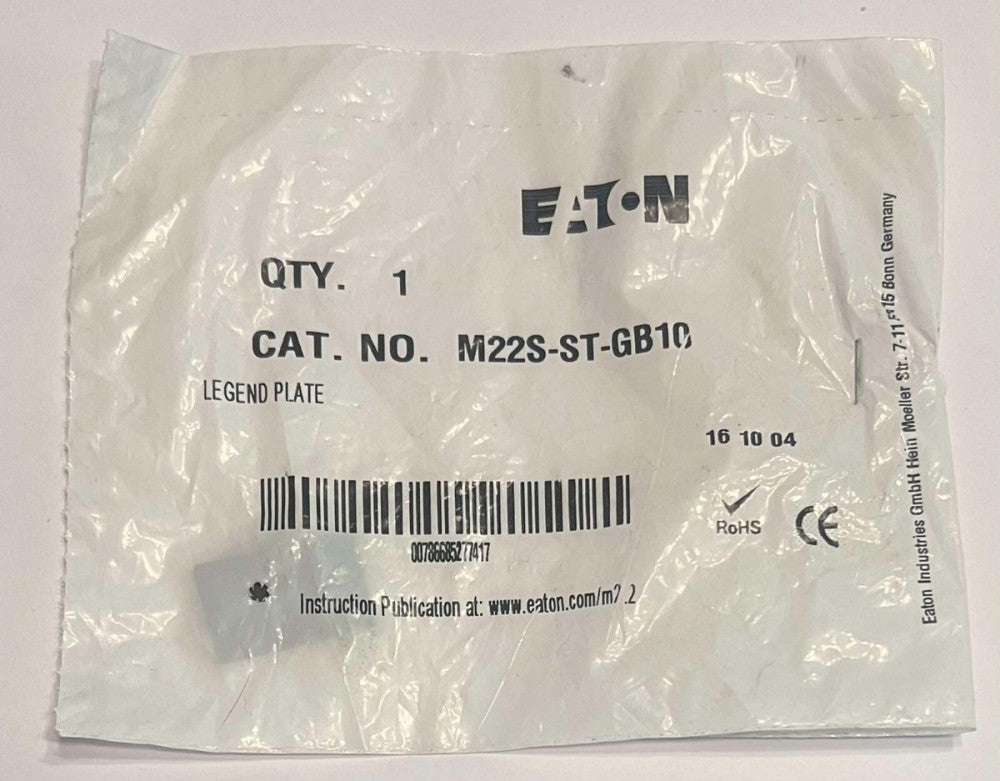 EATON M22S ST GB10 ON OFF Silver Insert for Legend Plate
