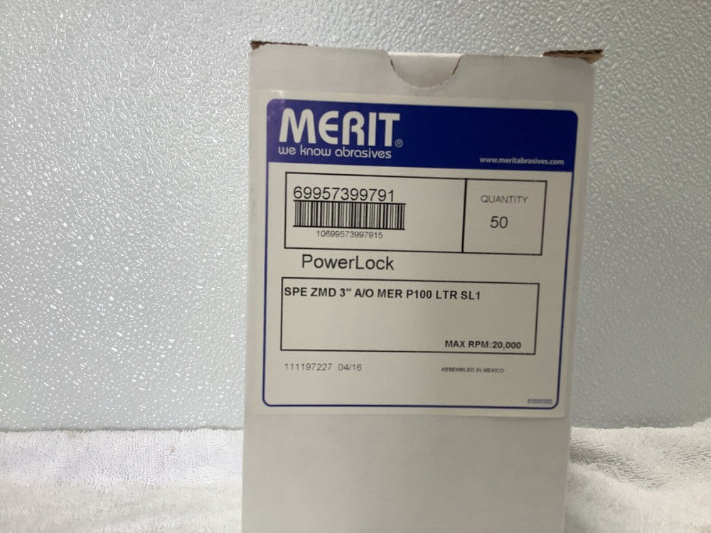 Merit Abrasives 69957399791 3" PowerLock Sanding Disc.