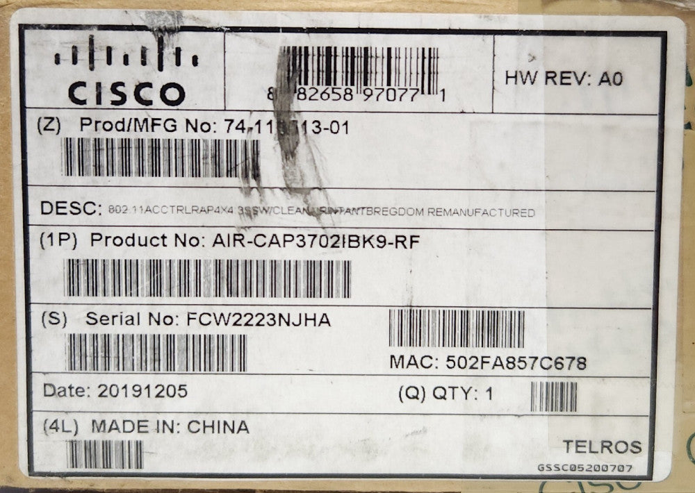 CISCO AIR CAP37021 B K9 Aironet Dual Band Wireless Access Point