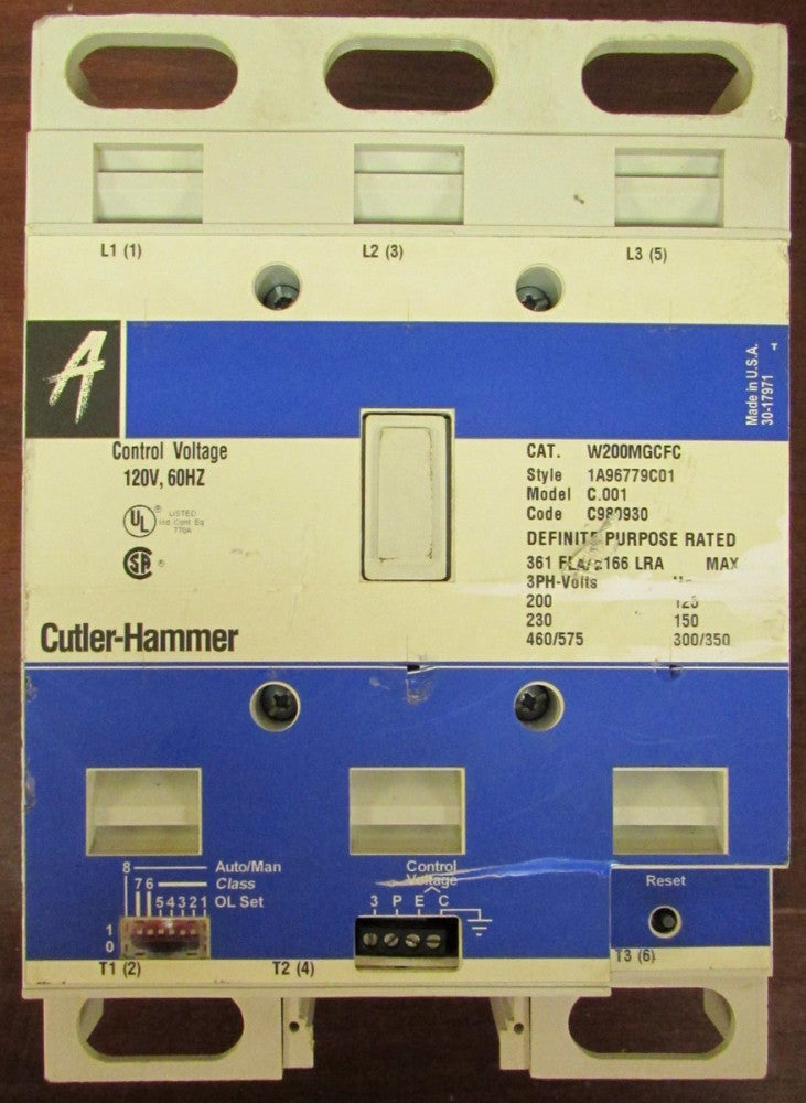CUTLER HAMMER Size 5 W200 Definite Purpose Starter 110/120V 361 Amp W200MGCFC
