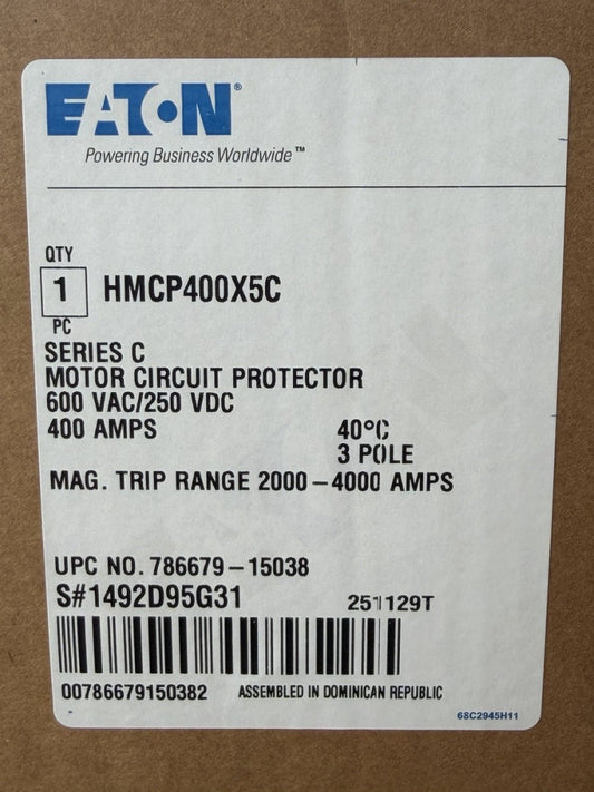 EATON CUTLER HAMMER HMCP400X5C 400 AMP HMCP Motor Circuit Protector 2000-4000