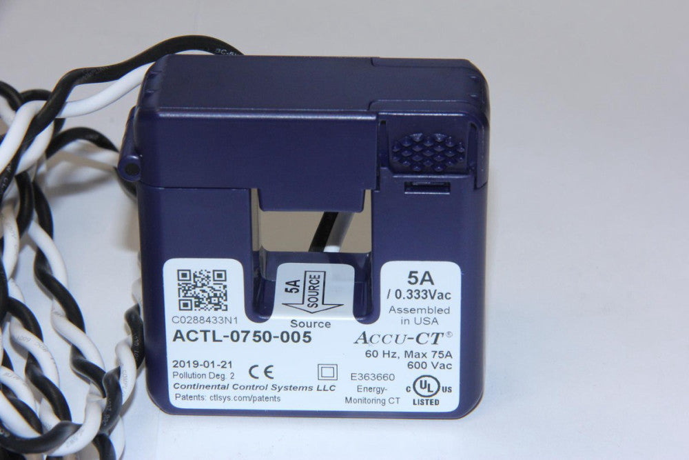 CONTINENTAL ACTL-0750-005 Split Core Current Transformer 5A Rating