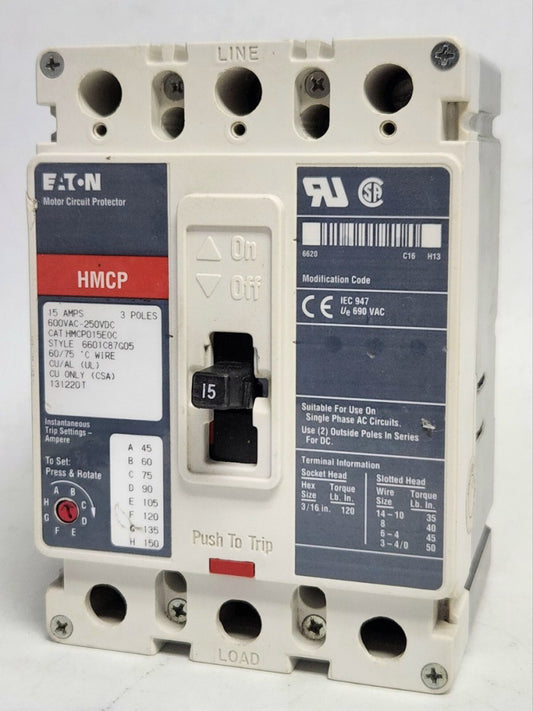EATON CUTLER HAMMER HMCP015E0C 15 AMP 45-150 TRIP Type HMCP Motor Circuit