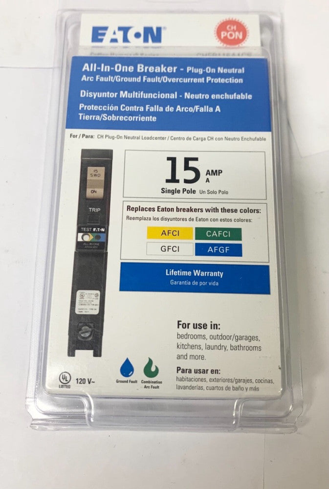 EATON CUTLER HAMMER CHFP115A1CS  15 AMP ALL IN ONE  AFCI CAFCI GFCI CHFP115A1