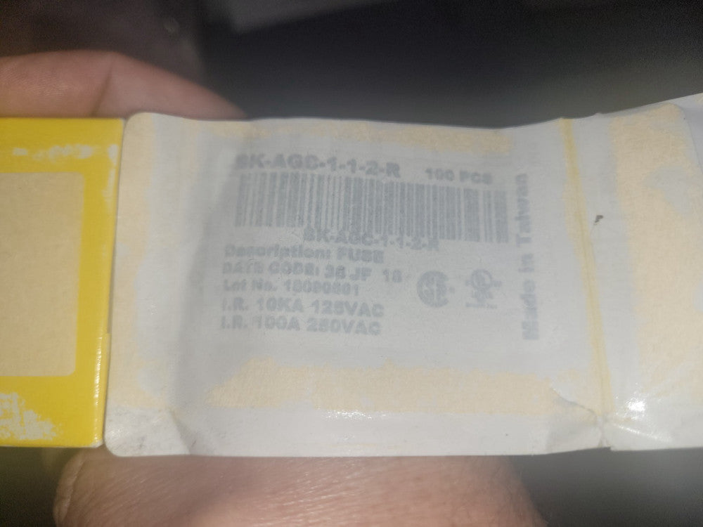 New, Eaton, BK/AGC-1-1/2-R, FUSE GLASS 1.5A 250VAC 3AB 3AG